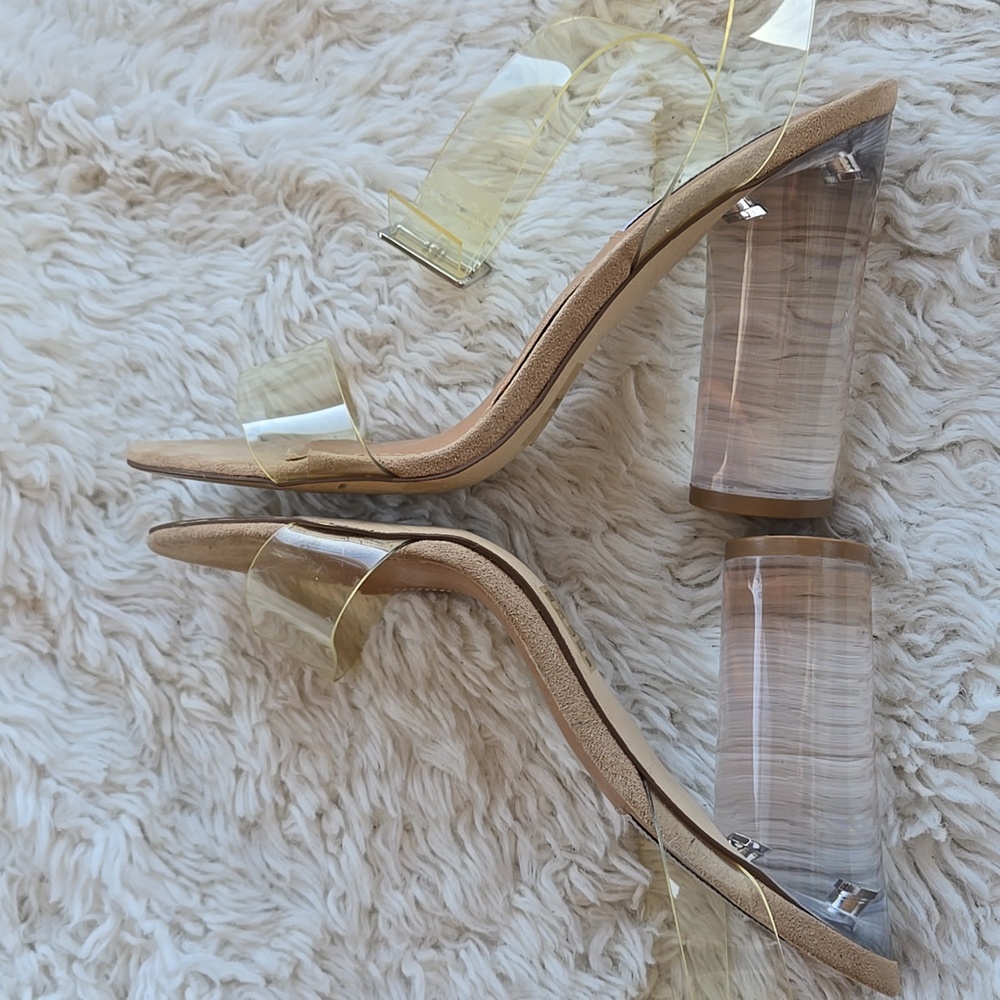 Steve Madden Clearer Clear Strappy Round Heel Dress Shoes US 7.5 - Picture 6 of 8
